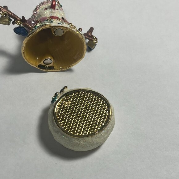 Jeweled Pewter Enameled Snowman Trinket Box - Picture 7 of 11